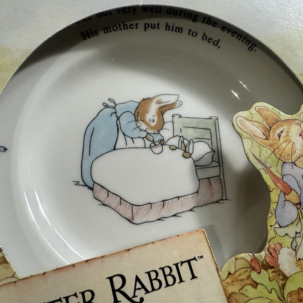 Vtg New Wedgwood Peter Rabbit 3-Piece Breakfast Set Bowl Plate Mug England - Picture 7 of 13